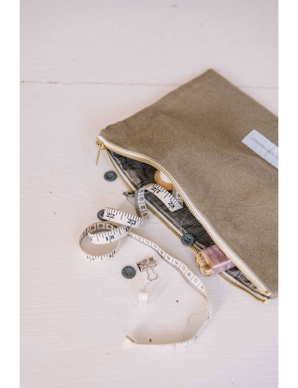 Small Pouch in Organic Lime Green Cotton Canvas